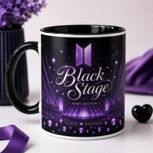 Caneca BTS Black Stage 325ml - Alça e Interior Pretos