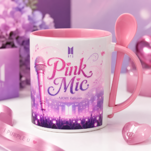 Caneca BTS Pink Mic 325ml - Rosa com Colher