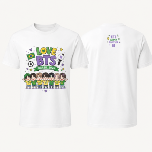 Camiseta Love BTS Brasil 2026 - Branca